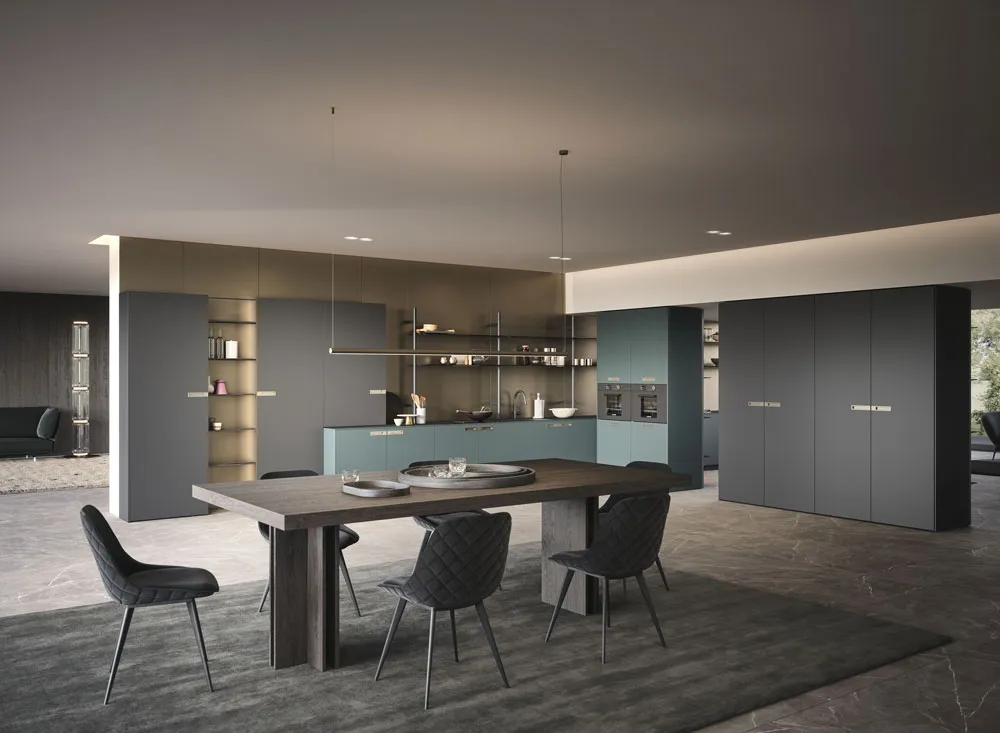 cucina moderna blu petrolio