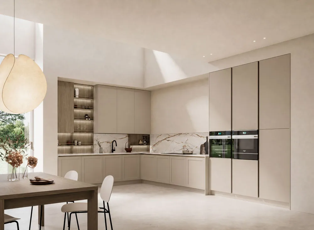 cucina moderna tortora e beige