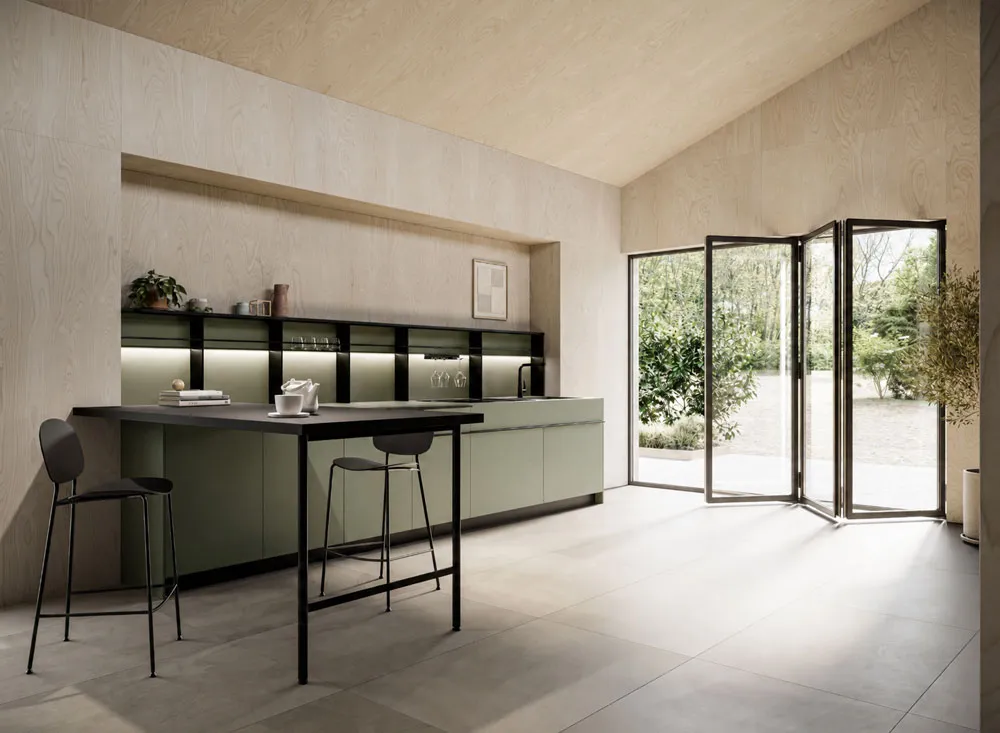 cucina moderna verde salvia